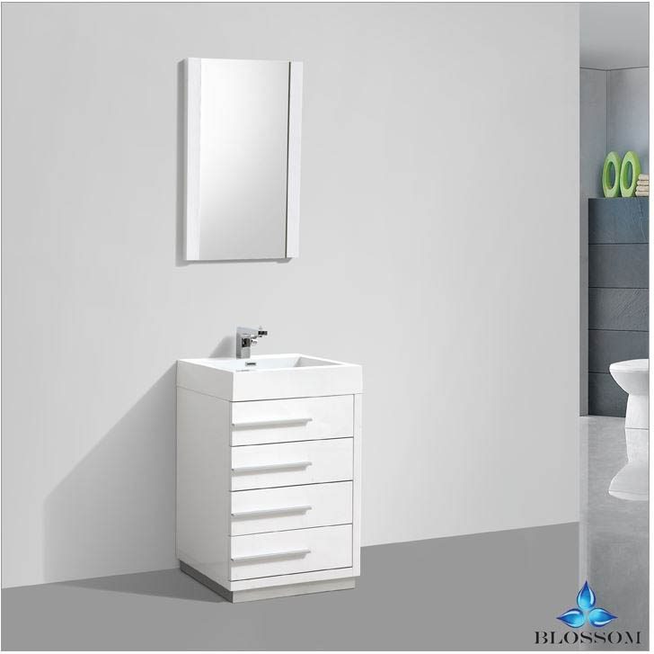 Blossom Barcelona 24inch V8005 24 01 Bathroom vanity Color Glossy White - G&G Home Luxe