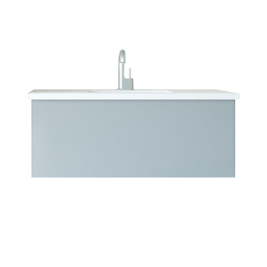 Laviva Vitri 42" Fossil Grey Bathroom Vanity with VIVA Stone Matte White Solid Surface Countertop - G&G Home Luxe