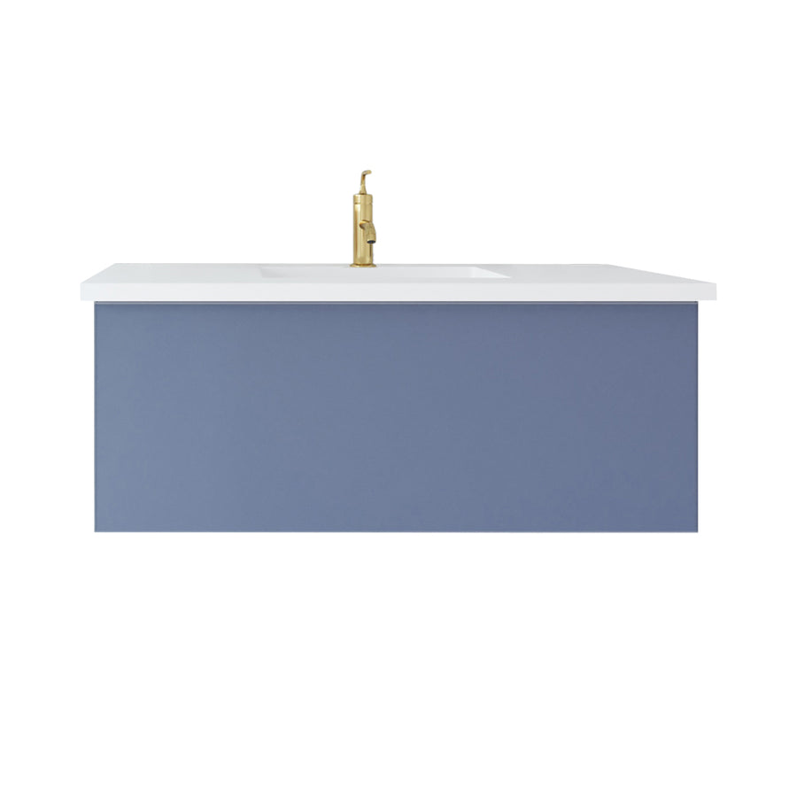 Laviva Vitri 42" Nautical Blue Bathroom Vanity with VIVA Stone Matte White Solid Surface Countertop - G&G Home Luxe