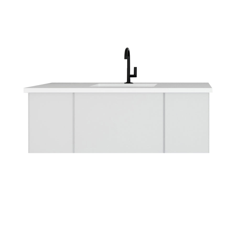Laviva Vitri 48" Cloud White Bathroom Vanity with VIVA Stone Matte White Solid Surface Countertop - G&G Home Luxe