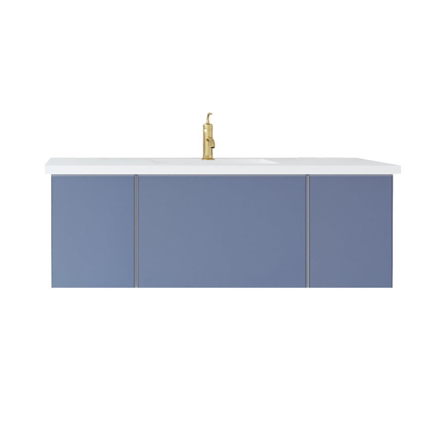 Laviva Vitri 48" Nautical Blue Bathroom Vanity with VIVA Stone Matte White Solid Surface Countertop - G&G Home Luxe