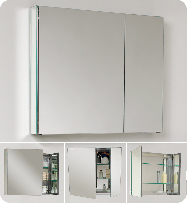 Fresca 30" Wide x 26" Tall Bathroom Medicine Cabinet w/ Mirrors FMC8090 - G&G Home Luxe