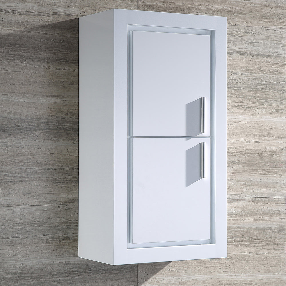 Fresca Allier White Bathroom Linen Side Cabinet w/ 2 Doors FST8140WH - G&G Home Luxe