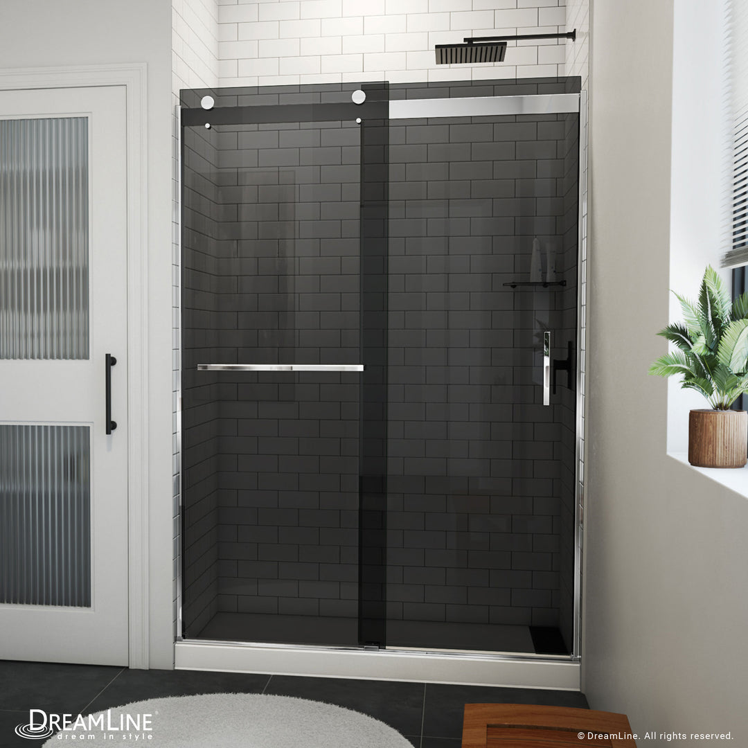 DreamLine Sapphire-V 50 - 54 in. W x 76 in. H Bypass Shower Door in Chrome and Gray Glass - G&G Home Luxe