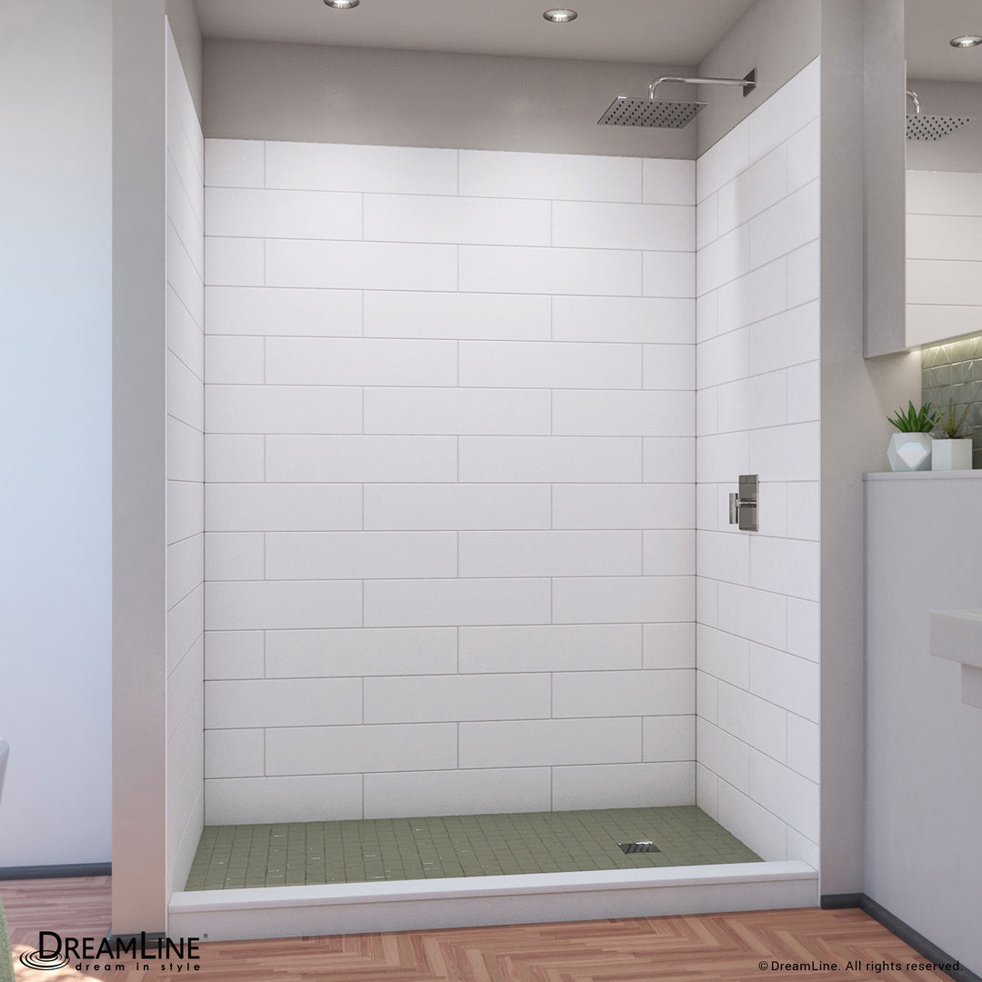 DreamLine DreamStone 42 in. D x 62 in. W x 84 in. H Shower Wall Kit in White Modern Subway Pattern - G&G Home Luxe